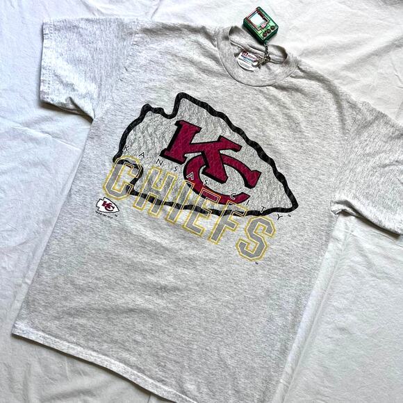 Vintage 90’s Kansas City Chiefs T-Shirt - Gray - M - Picture 1 of 4